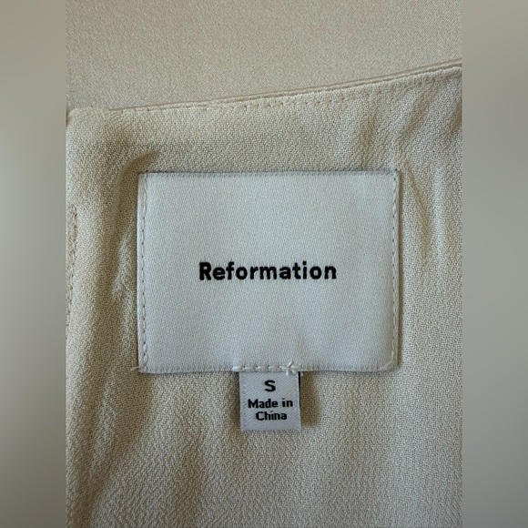 NEW Reformation Jessalyn Lace Silk Crew Neck Mini Dress Almond Ivory | size S - Picture 9 of 12